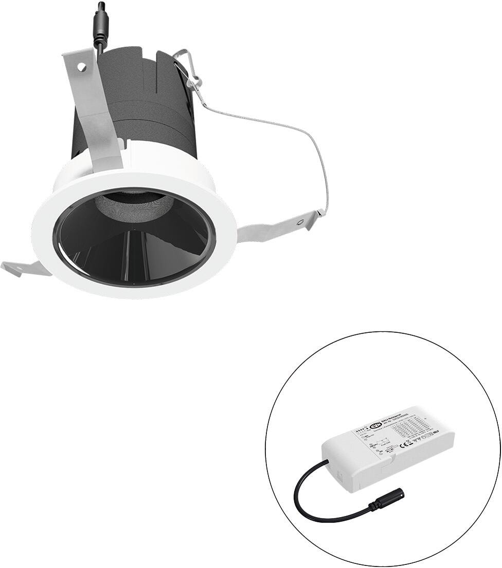 EVN SELECTO LED Deckeneinbau, rund, drehbar, IP20, 220-240V/AC, 6W, 2700K, 686lm, inkl. Netzgerät, DALI, Reflektor schwarz/glänzend, 12.762,00cd, engs