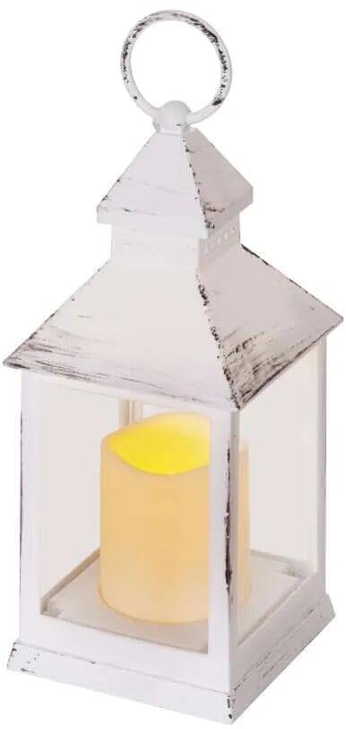 EMOS DCLV01 LED Dekoration, Laterne antik, weiß blinkend, 3x AAA, Innen, Vintage, Timer (1550001013)