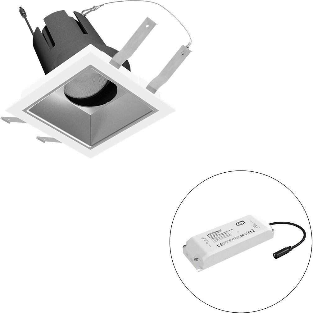 EVN SELECTO LED Deckeneinbau, quadratisch, schwenkbar, IP20, 220-240V/AC, 25W, 4000K, 3063lm, inkl. Netzgerät, Phase, Reflektor silber/matt, 8.948,00c