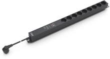Enoc Steckdosenleiste, 9-fach, 1 HE, Aluminiumgehäuse, Überspannungsschutz, Netzschutzfilter, Anschlußleitung 3,0 meter, Schukostecker, schwarz (EPK 09)