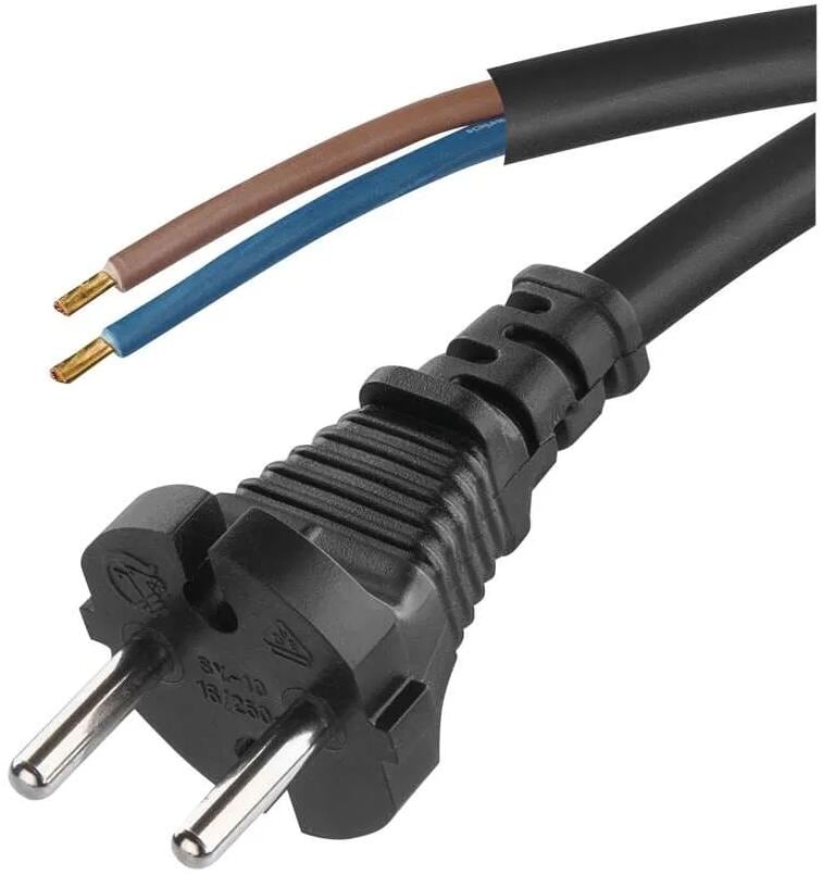 EMOS S03030 Netzkabel, H05RR-F, 2x 1mm², Länge 3m, Gummi, schwarz (2421130212)