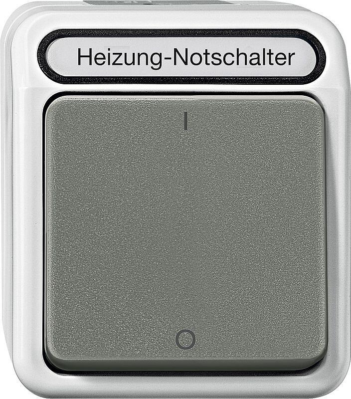 Merten MEG3643-8029 Heizungs-Notschalter, Aquastar, Aus, 3‐polig, Kontrolllicht, lichtgrau