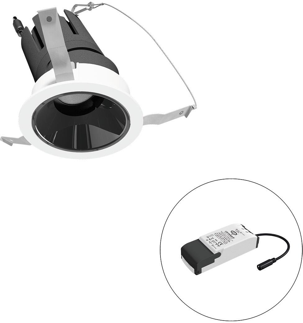 EVN SELECTO LED Deckeneinbau, rund, schwenkbar, IP20, 220-240V/AC, 13W, 2700K, 1486lm, inkl. Netzgerät, Phase, Reflektor schwarz/hochglänzend, 2.093,0