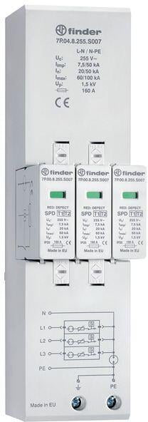 Finder 7P.04.8.255.S007 Kombiableiter Typ 1+2