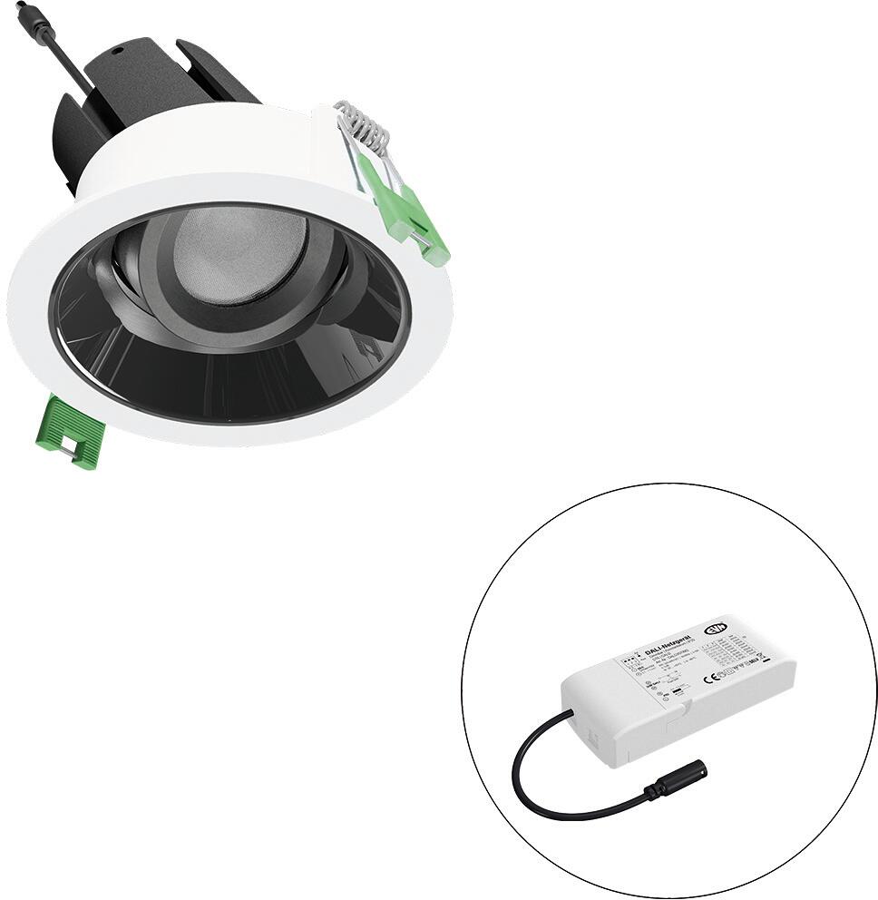 EVN SELECTO LED Deckeneinbau, rund, dreh-/schwenkbar, IP20, 220-240V/AC, 13W, 3000K, 1625lm, inkl. Netzgerät, DALI, Reflektor schwarz/hochglänzend, 4.