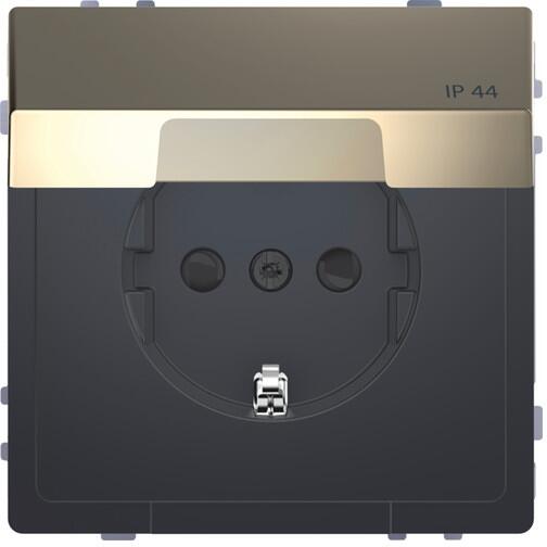 Merten SCHUKO-Steckdose mit Klappdeckel, System Design, IP44, erhöhter Berührungsschutz, Steckklemmen, Nickelmetallic (MEG2314-6050)