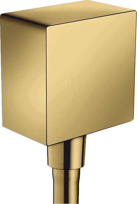 hansgrohe FixFit Wandanschluss Square mit Rückflussverhinderer, Kunststoff, Rückflussverhinderer, Polished Gold Optic, (26455990)