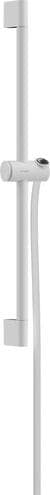 hansgrohe Unica Duschstange Pulsify S 65 cm mit Push Duschkopfhalter und Isiflex Duschschlauch 160 cm, Brausestange aus Messing, Mattweiß, (24400700)