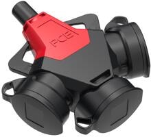 PCE 3-Wegekupplung Taurus2, Deckelband nat 5p IP54, Gummi, schwarz/rot (253711-sr5)