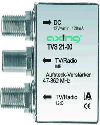 Axing TVS 21-00 CATV-Verstärker, 2fach, 47-862MHz, mit Steckernetzteil (TVS02100)