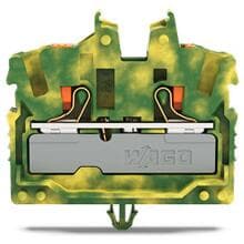 Wago 2252-317 2-Leiter-Mini-Durchgangsklemme mit Drücker, 2,5mm², Push-in Cage Clamp, grün-gelb