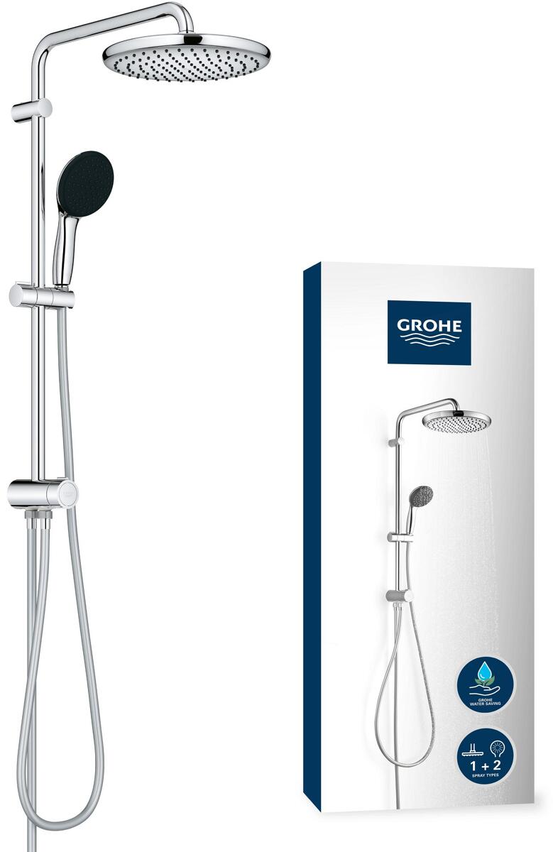 GROHE Vitalio Start System 250 Flex Duschsystem, Quickfix, Wandmontage, mit Umstellung, chrom (26680001)