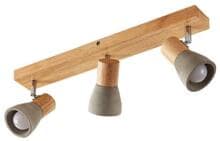 Brumberg BOLORIA Decken-Anbauleuchte, für E14-LED-Retrofit-Lampen, mit Holzgehäuse und Betonschirm, holz hell / beton matt 