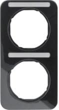 Berker 10122125 Rahmen, 2fach, senkrecht, mit Beschriftungsfeld, R.1, schwarz glänzend