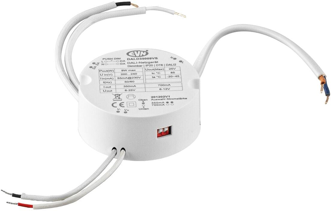 EVN DALI Dimmer-Empfänger inkl. Netzgerät, 200-240V/AC, Output: 350m/700mA, 2,1-9W (DALD35009VS)