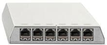 Rutenbeck PP-ClassEA iso-6 Ap rw, ClassEA iso-Patchpanel, geschirmt, Aufputz, für Tisch-/Wandmontage, REG-Montage mit Hutschienenadapter, 6 RJ45-Steckbuchsen, reinweiß (23811106)