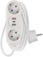 EMOS P0221U Steckdosenleiste, 2 Steckdosen+2×USB A+1×USB C, 1,5m, 1,5mm², weiß (1902020150)