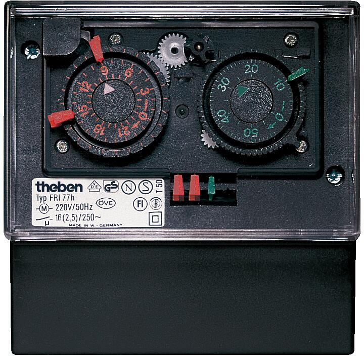 Theben FRI 77 g Analoge Kühlschaltuhr 2 Kanäle, Tagesprogramm, Kurzzeitprogramm, Abtauen, 24 Stunden und 60 Minuten, Wandaufbau 0770033