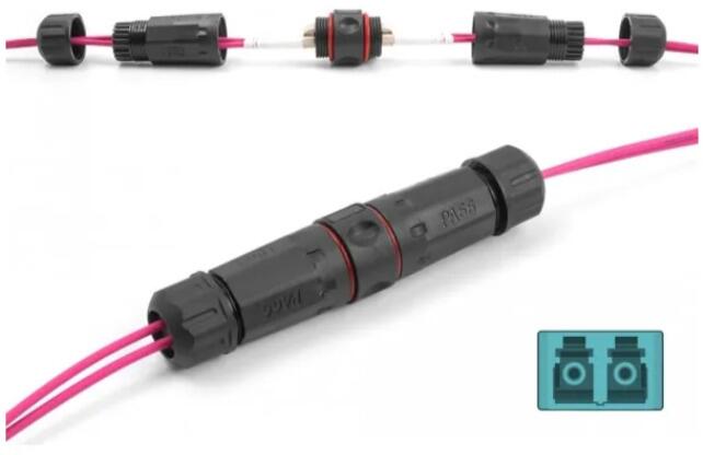 Delock LWL Kabelverbinder, LC Duplex Buchse zu LC Duplex Buchse, OM3, wasserfest, schwarz (87878)