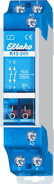 Eltako R12-200-12V DC Schaltrelais, elektromechanisch, 24V, mit Handbetätigung und Schaltstellungsanzeige (22200054)