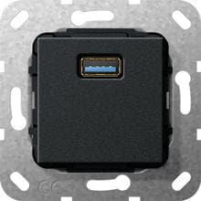 Gira 568210 Einsatz USB 3.0 Typ A Gender Changer, System 55, schwarz matt