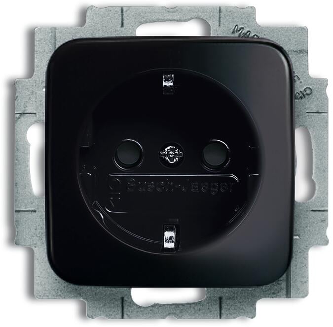 Busch-Jaeger 20 EUCKS-215 SCHUKO Steckdosen-Einsatz Safety+, Reflex Si, schwarz (2CKA002013A4706)