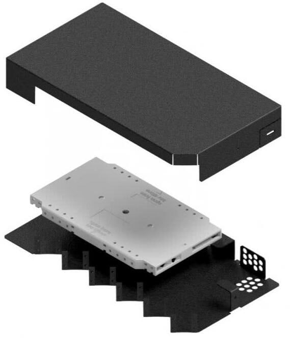 EasyLan Spleißbox für Hutschine, Leer, vorbereitet für Pigtails und Kupplungen, schwarz (LVRTYP1)