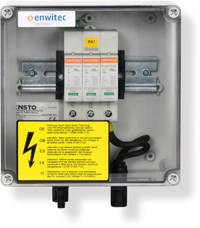 Enwitec GAK TYPE S-1000-1R-X-Y-PC-1.0_SC Generatoranschlusskasten, 1000VDC, 32ADC, IP65, Polycarbonat Gehäuse (10015823)