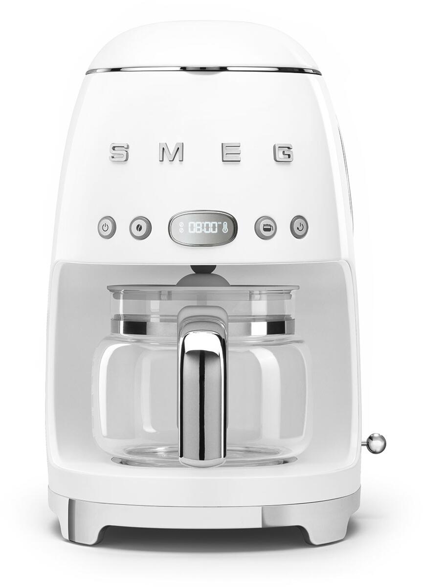 Smeg DCF02WHEU 50"s Style, Filter-Kaffeemaschine, 10 Tassen, LED-Display-Programmuhr, 1,4 L Wassertank, Auto-Start-Modus, Kaffee-Dauerfilter, weiß