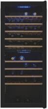 Exquisit WS2-114-GTE-160G Weinkühlschrank, 55,2 cm breit, 114 Standardweinflaschen, 2 Kühlzonen, LED Licht, Kindersicherung, schwarz
