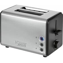 Bomann TA 1371 CB Toaster, 850W, 2 Scheiben, Brötchenaufsatz, Aufwärm-, Auftau, Schnellstopp funktion, Stufenlos einstellbarer Bräunungsgrad, Edelstahl/schwarz
