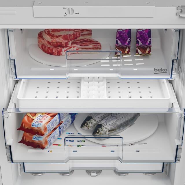 Beko BU1204N Einbau Gefrierschrank, Nischenhöhe 82 cm, 94 L, MiniFrost, Festtürtechnik, 3 Schubladen, weiß Elektroshop Wagner