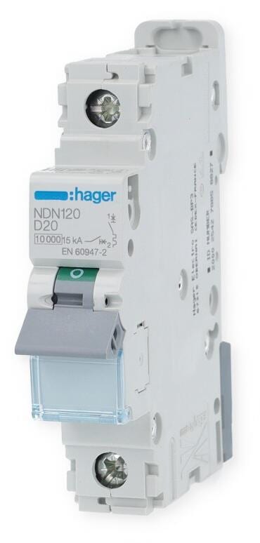 Hager NDN120 Leitungsschutzschalter 1 polig 10kA/15kA D-20A 1M