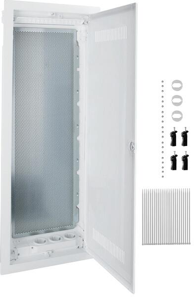 Hager VH60WWV Volta Multimediaverteiler für Homeway, Hohlwand, 5-reihig, 60 PLE, IP30, mit geschlitzter Kunststofftür, weiß