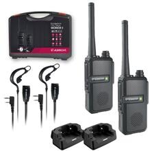 Alan Electronics Albrecht Tectalk Worker 3 PMR446 2er Kofferset, Einzel-Standlader, 2000mAh Akkus, Headsets, schwarz (29825)