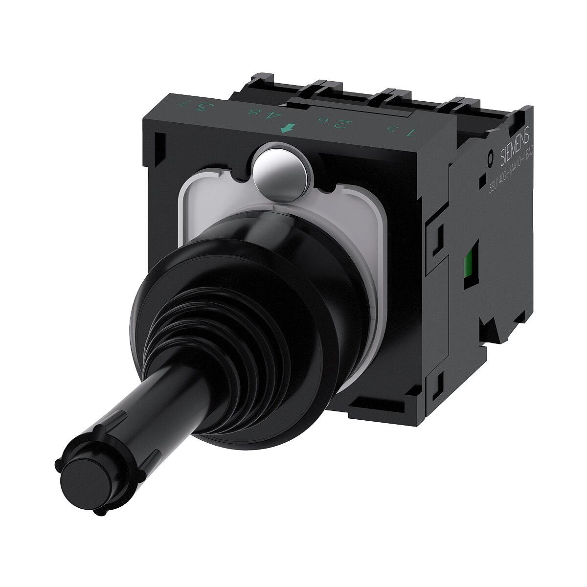 Siemens 3SU1100-7BE10-1QA0 Koordinatenschalter, 22 mm, rund, Kunststoff, schwarz, 4 Schaltstellungen, verrastend, mit mechanischer Verriegelung