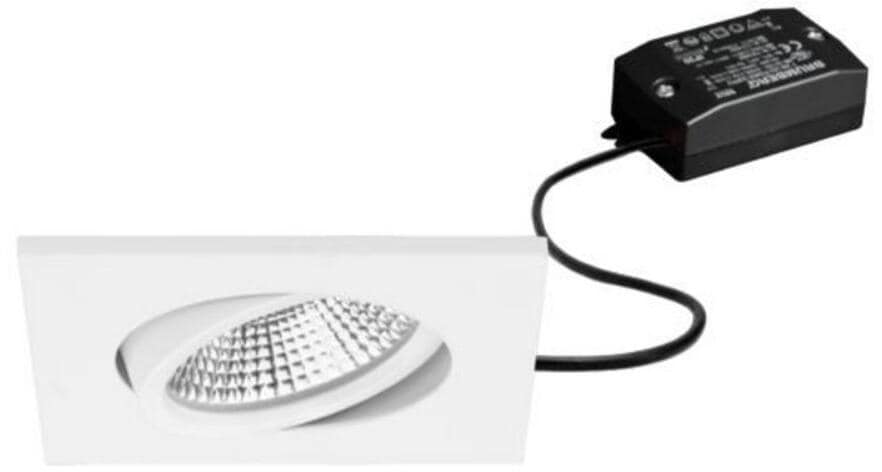 Brumberg BB25 LED-Einbaustrahlerset mit LED-Modul und Konverter schaltbar, IP65, 7W, 3000K, quadratisch, schwenkbar, weiß struktur (38488173)