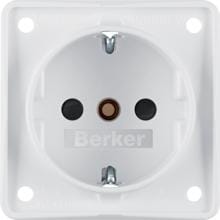 Berker 941952502 Steckdose SCHUKO, erhöhtem Berührungsschutz, Schraubklemmen, Integro Modul-Einsätze, polarweiß matt