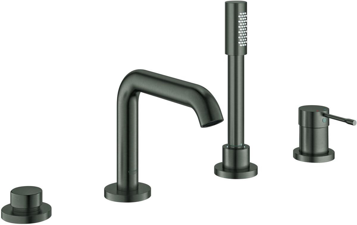 GROHE Essence 4-Loch Einhand-Wannenkombination, eigensicher, Professional Edition, hard graphite gebürstet (25251AL1)