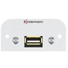 Kindermann Konnect 54 alu Anschlussblende USB 2.0 Typ A Buchse / Buchse, 54 x 54 mm (7441000522)