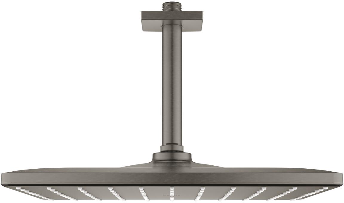 GROHE Rainshower Mono 310 Cube Kopfbrauseset, Deckenauslass 142mm, EcoJoy, hard graphite gebürstet (26566AL0)