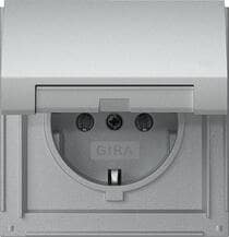 Gira 445465 SCHUKO-Steckdose 16 A 250 V~ mit Klappdeckel TX_44, Aluminium