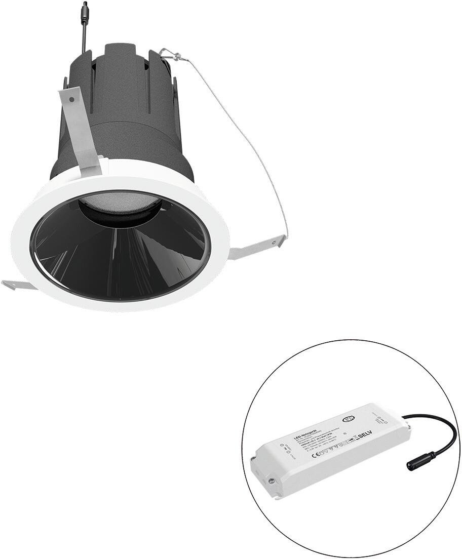 EVN SELECTO LED Deckeneinbau, rund, dreh-/schwenkbar, IP20, 220-240V/AC, 38W, 3000K, 4433lm, inkl. Netzgerät, Phase, Reflektor schwarz/hochglänzend, 6