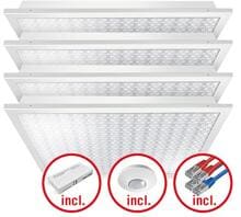 Esylux LED-Leuchtenset mit prismatischer (CRYSTAL) Abdeckung (Diffusor), LED-Leistung 120W. Bestehend aus 4 Leuchten mit 30W, Farbtemperatur ca. 2700K-6500K (EQ10132452)