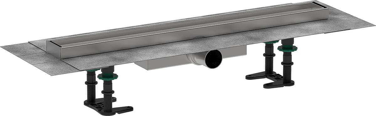 hansgrohe RainDrain Compact Komplettset Duschrinne 600 befliesbar für flache Installation, Edelstahl, Edelstahl gebürstet, (56163000)