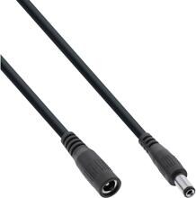 InLine DC Verlängerungskabel, DC Stecker/Buchse 5,5x2,1mm, AWG 18, schwarz, 2m (26902B)