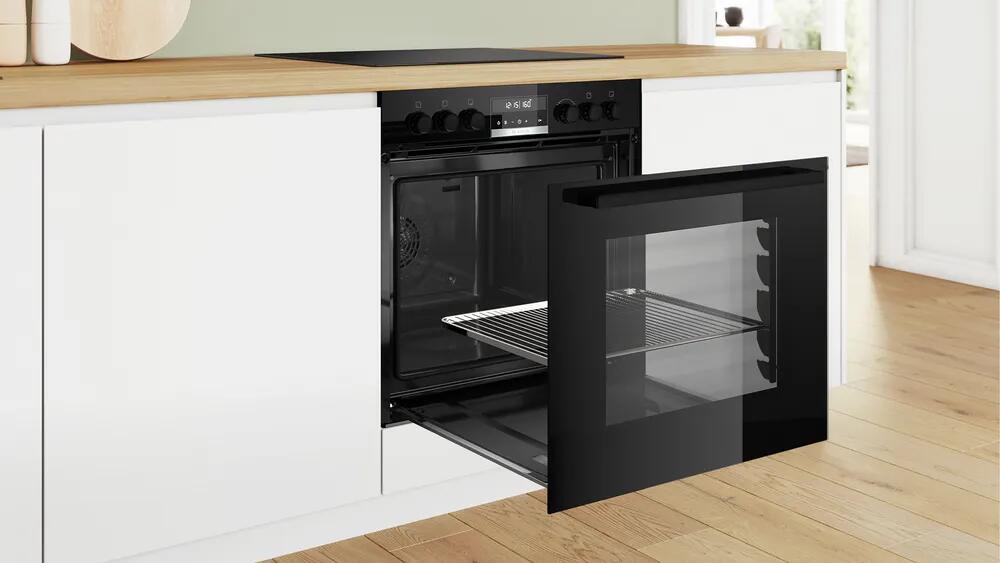 Bosch HND677LS67 EEK: A+ Einbau-Herd-Set mit Induktionskochfeld (HEB578BB4 + NVQ645CB6E), 60 cm breit, 71 L, 3D-Heißluft, Pyrolytisch+Hydrolytisch, Backwagen, Rahmen aufliegend, schwarz Elektroshop Wagner