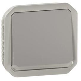 Legrand Plexo New Einsatz Taster Wechselkontakt beleuchtet 10A, Steckklemmen (SL), IP 55, grau (069536L)