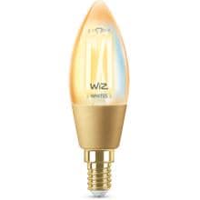 Wiz Wi-Fi BLE 25W C35 E14 920-50 Amb 1PF/6 Filament-Lampe in Kerzenform, 4,9W, 370lm, 2000-5000K, bernsteinfarben (929003017701)